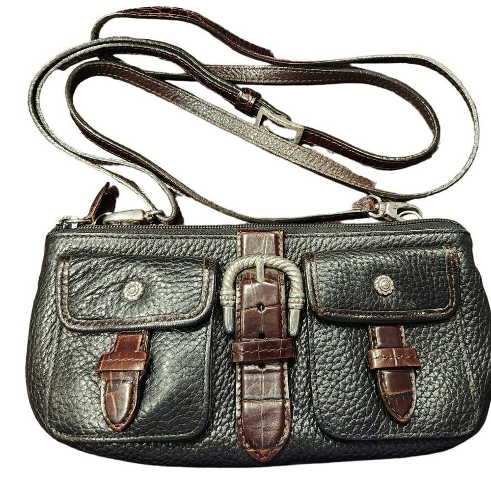 Vintage Brighton‎ Black and Crocodile Crossbody Purse EUC